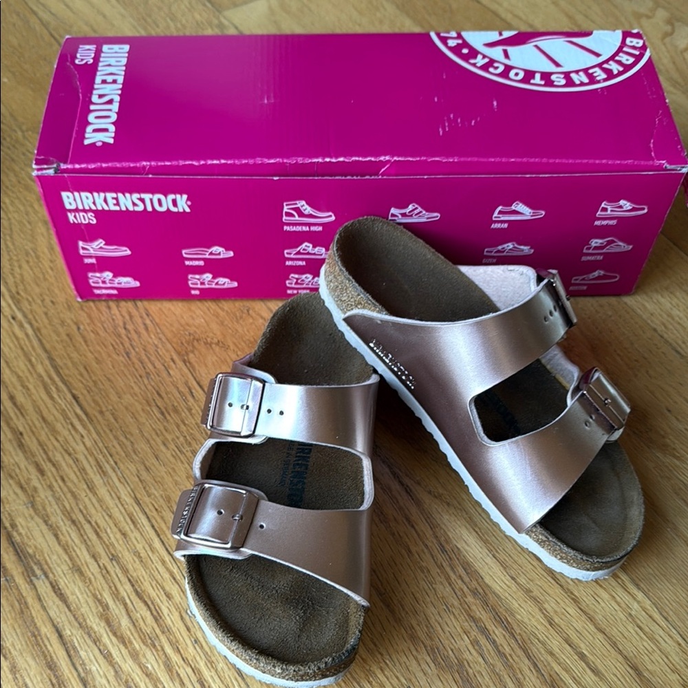 EUC Birkenstock Kids Metallic Arizona Sandals